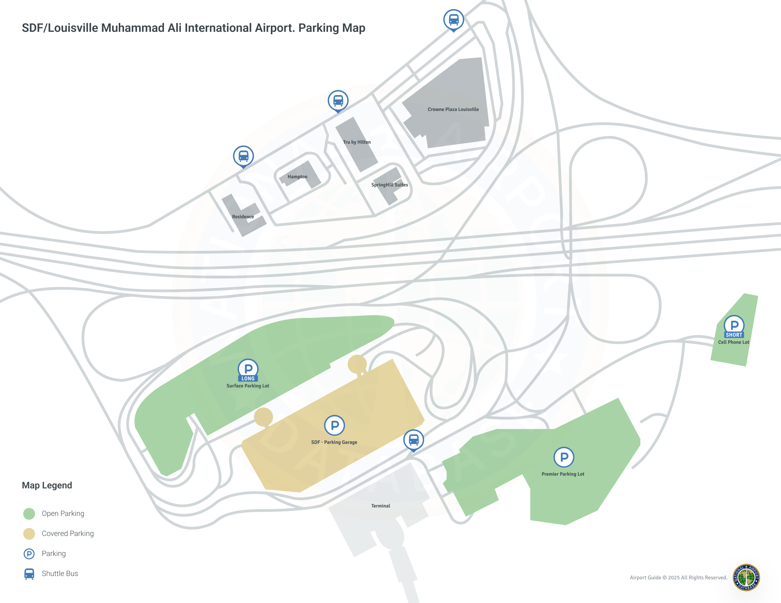 Louisville Muhammad Ali International Airport (SDF) Parking Map