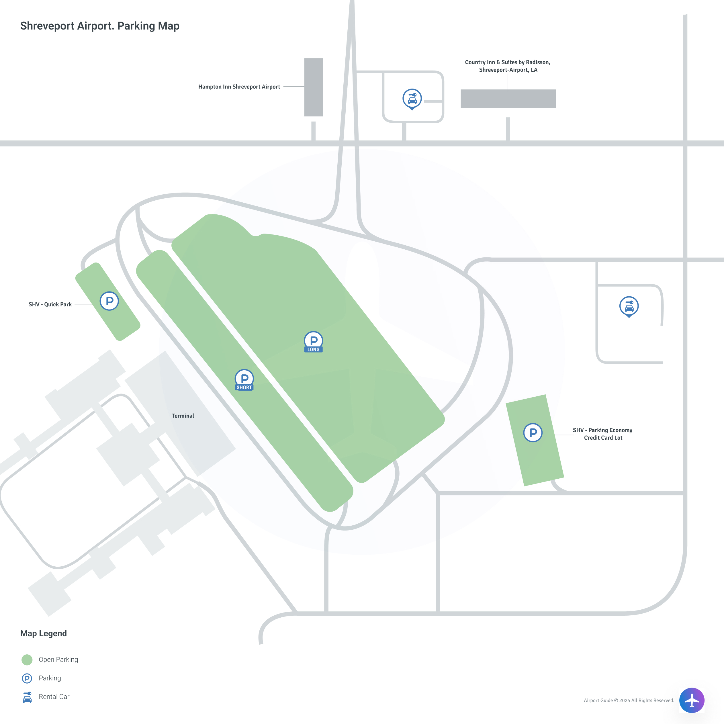 Shreveport Regional Airport (SHV) Parking Map