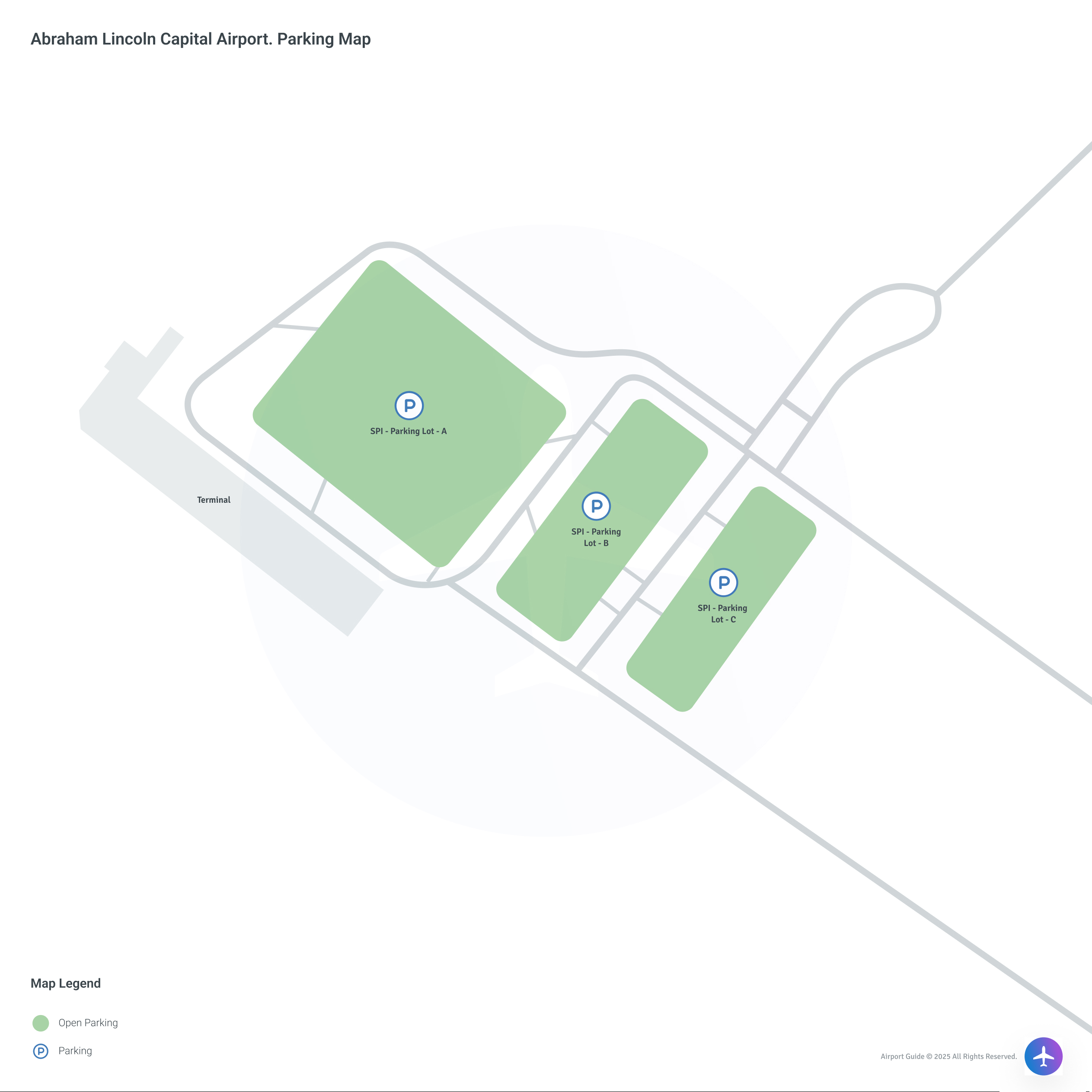 Abraham Lincoln Capital Airport (SPI) Parking Map