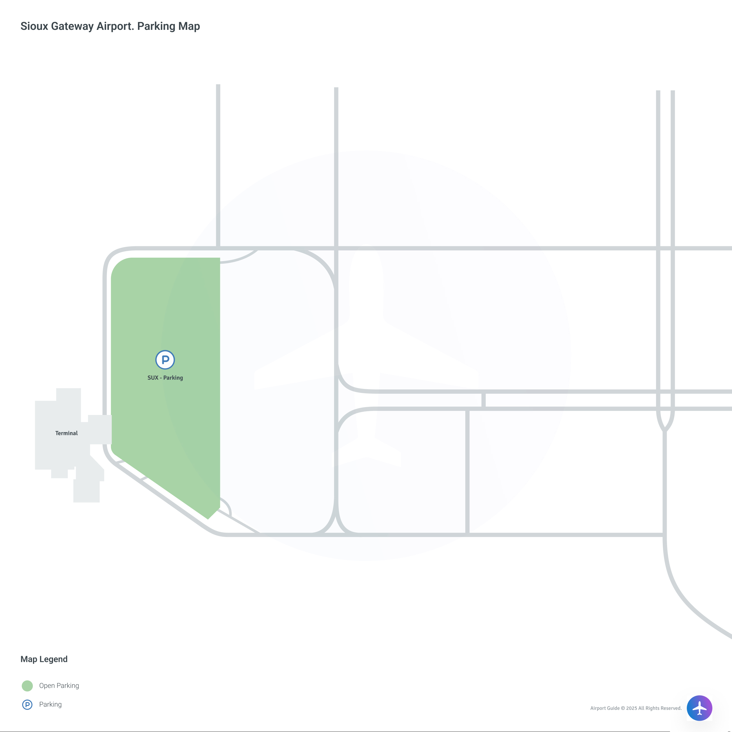 Sioux Gateway Airport-Brigadier General Bud Day Field (SUX) Parking Map