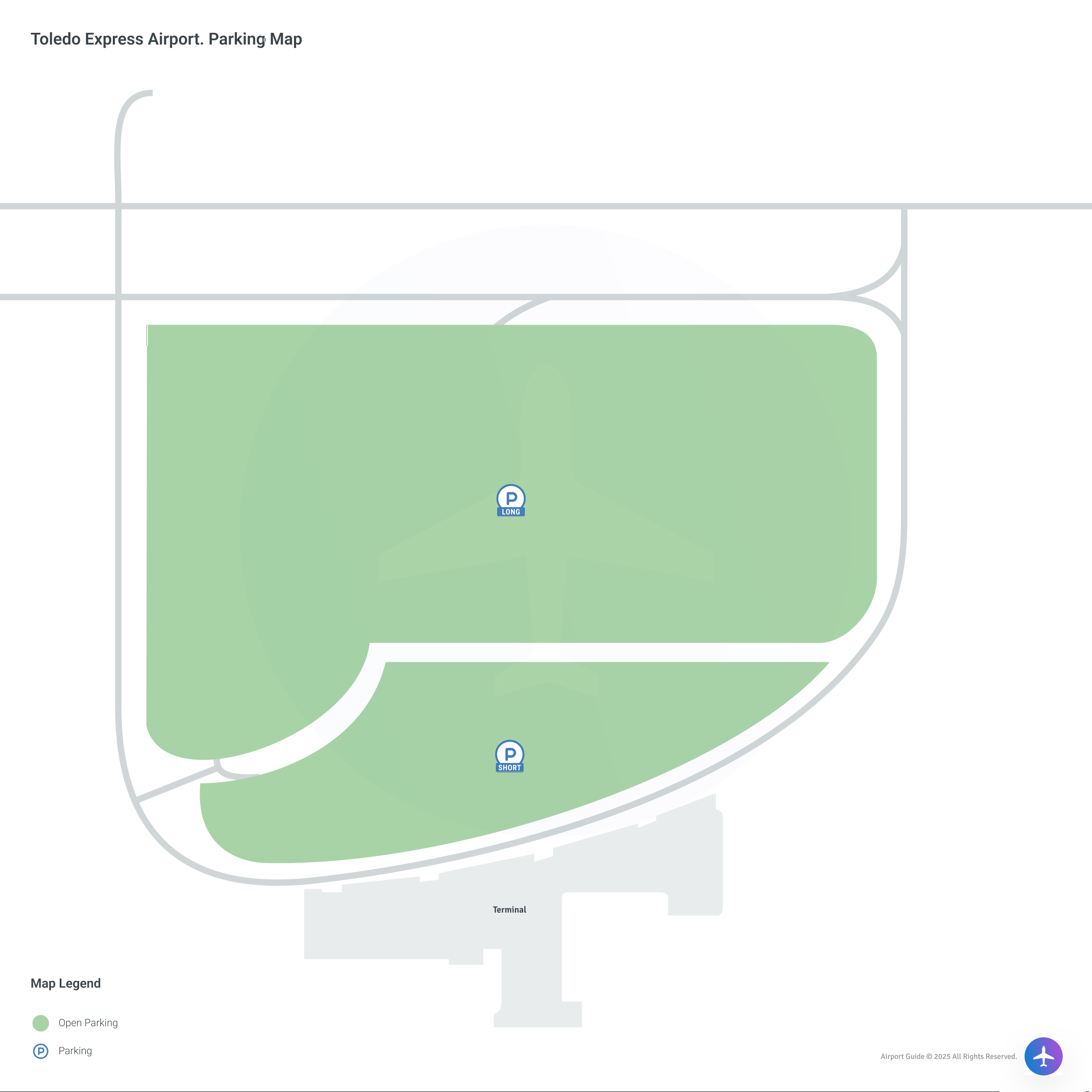 Eugene F Kranz Toledo Express Airport (TOL) Parking Map