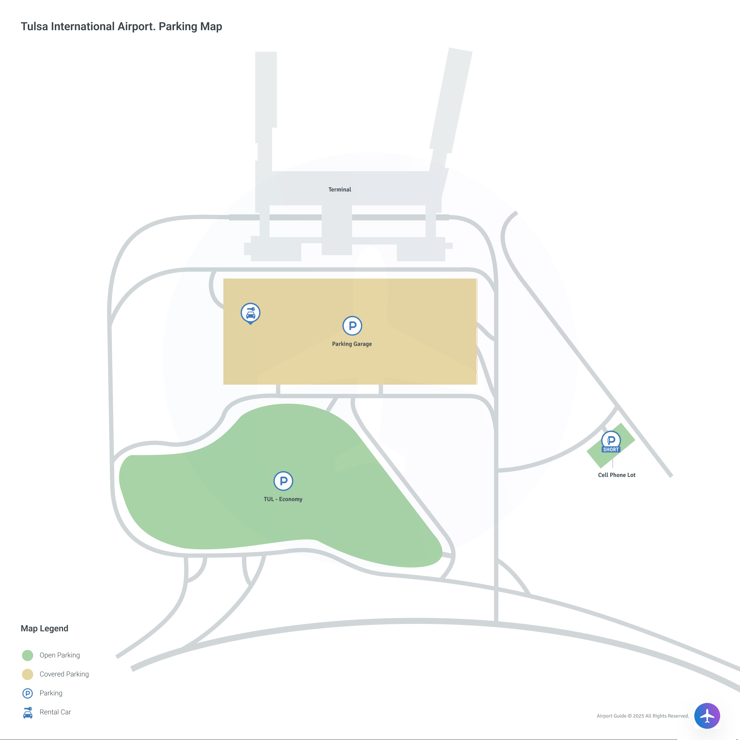 Tulsa International Airport (TUL) Parking Map