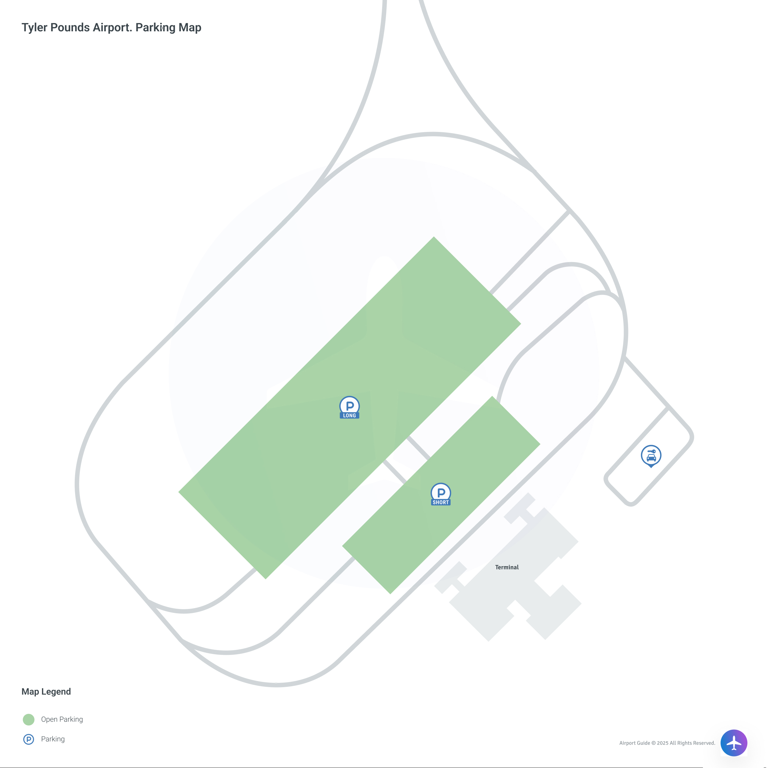Tyler Pounds Regional Airport (TYR) Parking Map