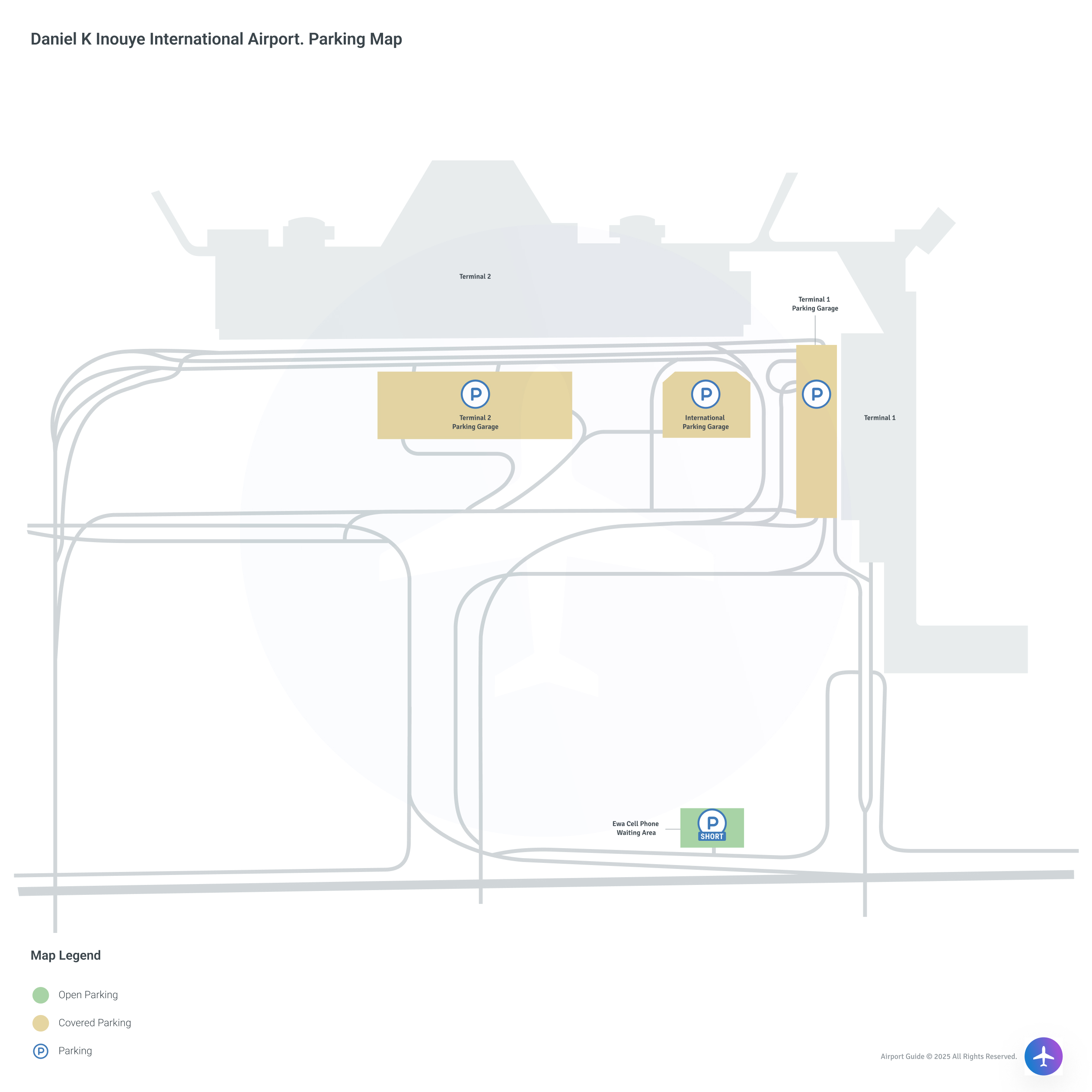 Daniel K Inouye International Airport (HNL) Parking Map