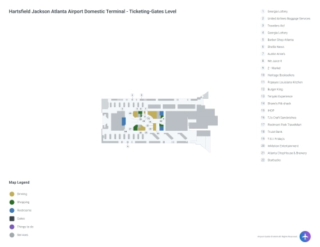 ATL Airport Terminal Domestic Map