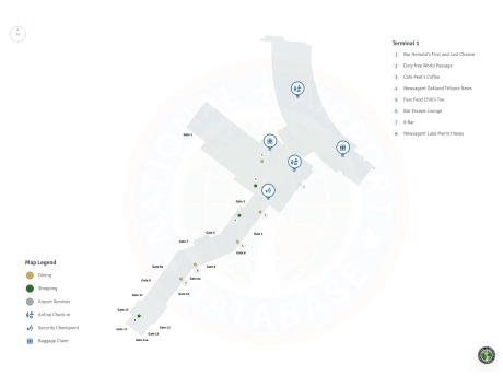 OAK Airport Terminal 1 Map