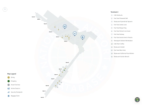 OAK Airport Terminal 2 Map
