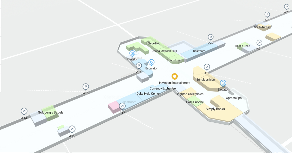 ATL Concourse A Ticketing-Gates Level Interactive map