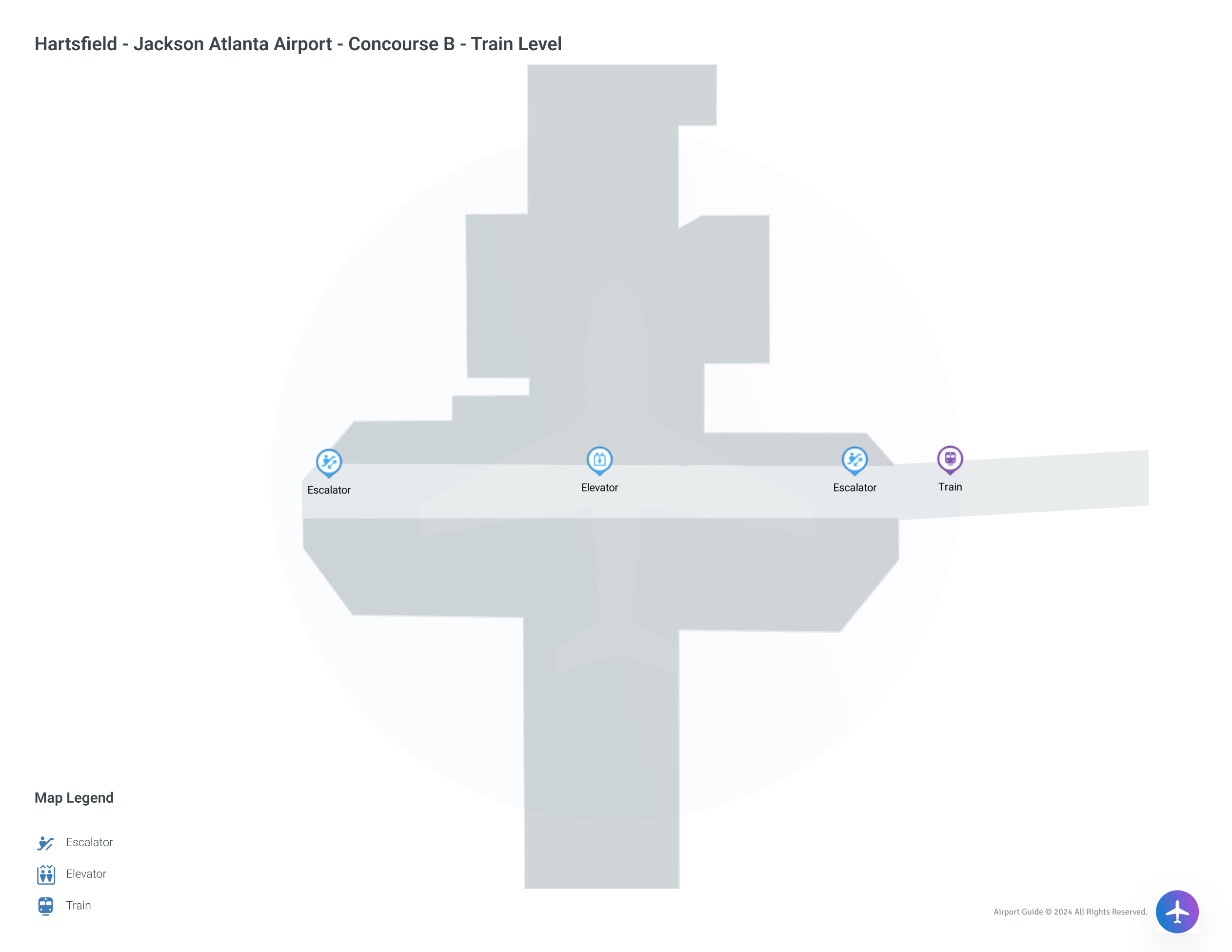 ATL Concourse B Train Level map