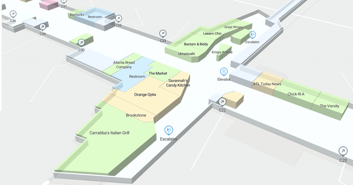 ATL Concourse C Ticketing-Gates Level Interactive map