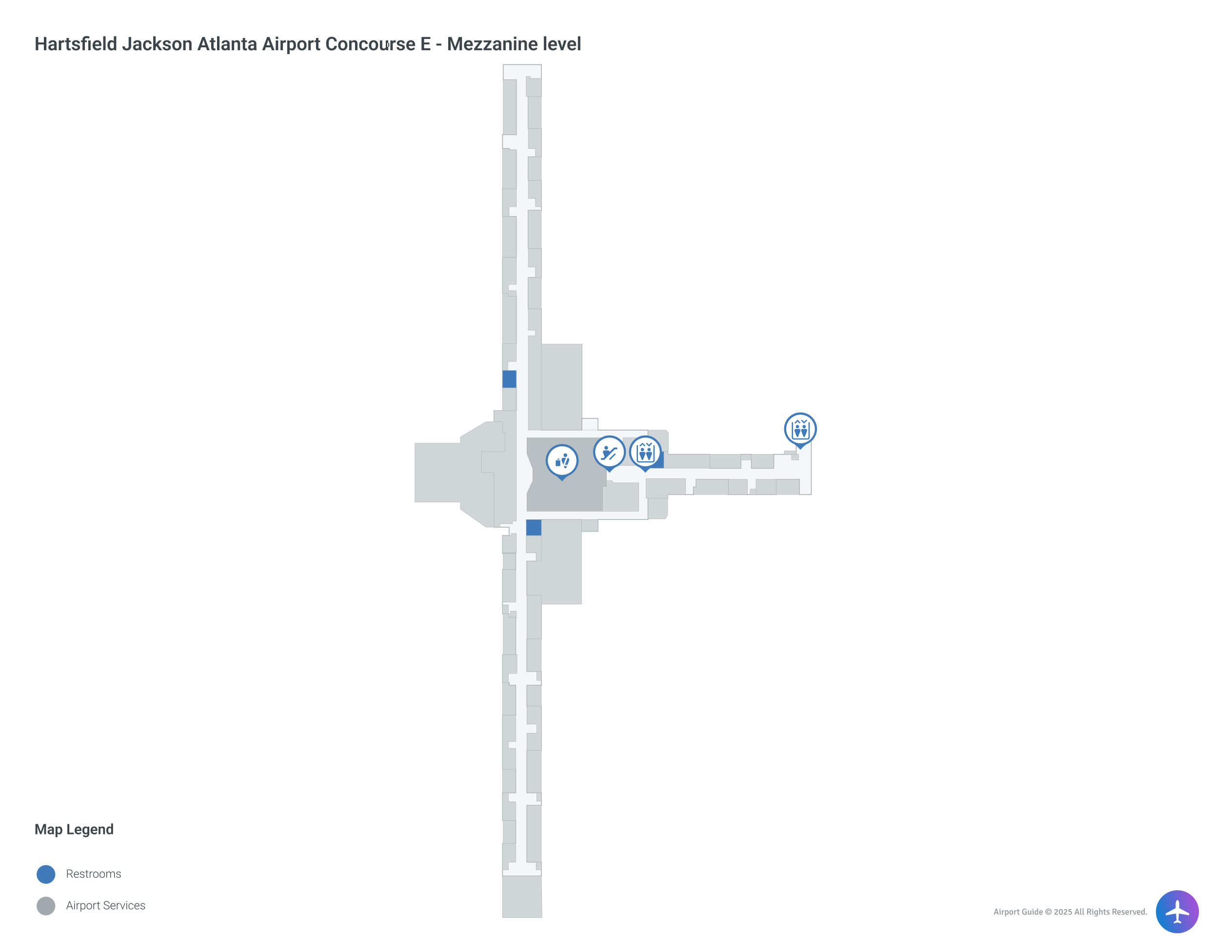 ATL Concourse E / Mezzanine Level Map