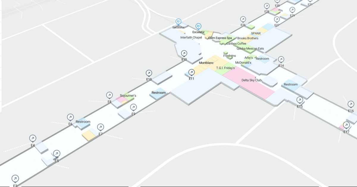 ATL Concourse E Ticketing Gates Level Interactive map