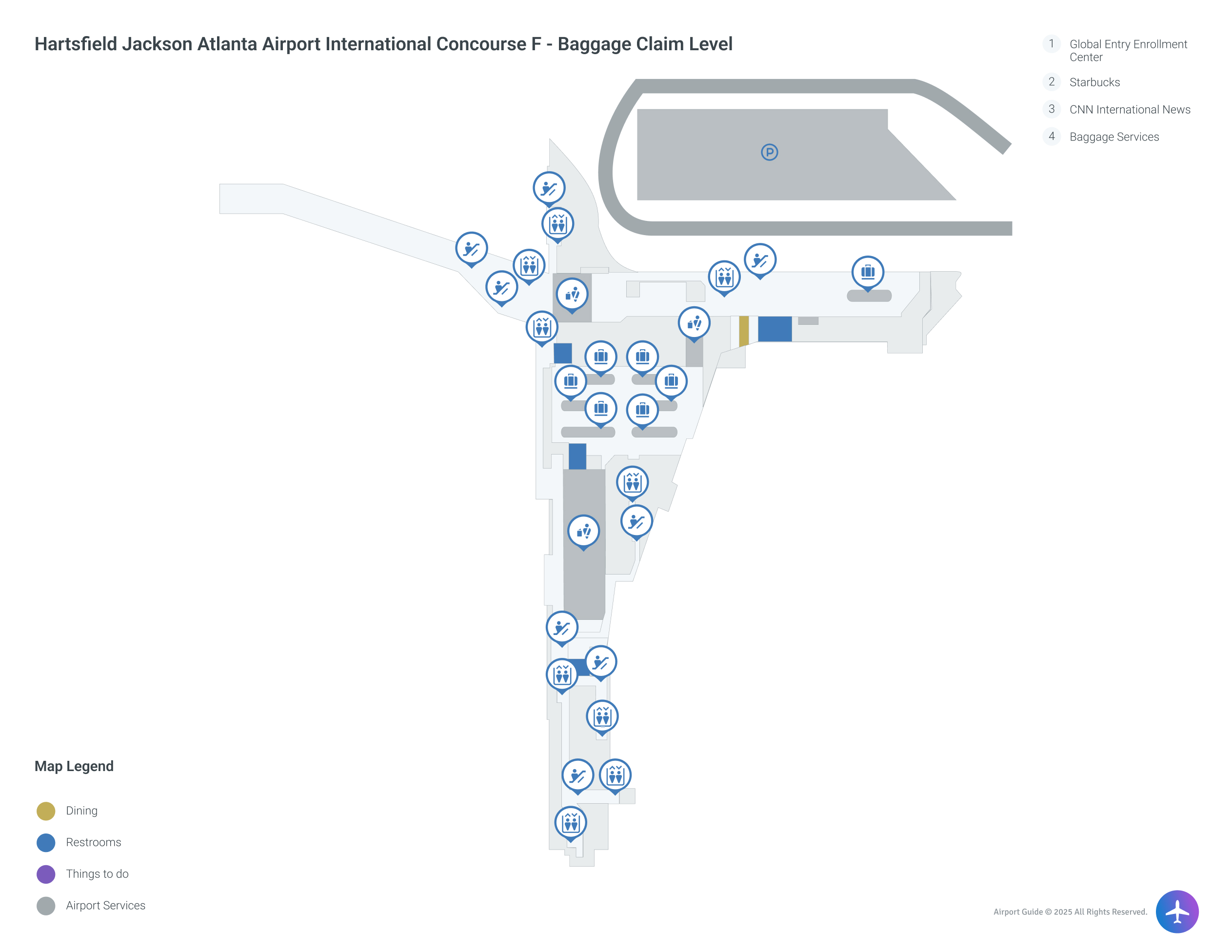 Hartsfield - Jackson Atlanta Airport ATL | Concourse F/Baggage Claim Level Map