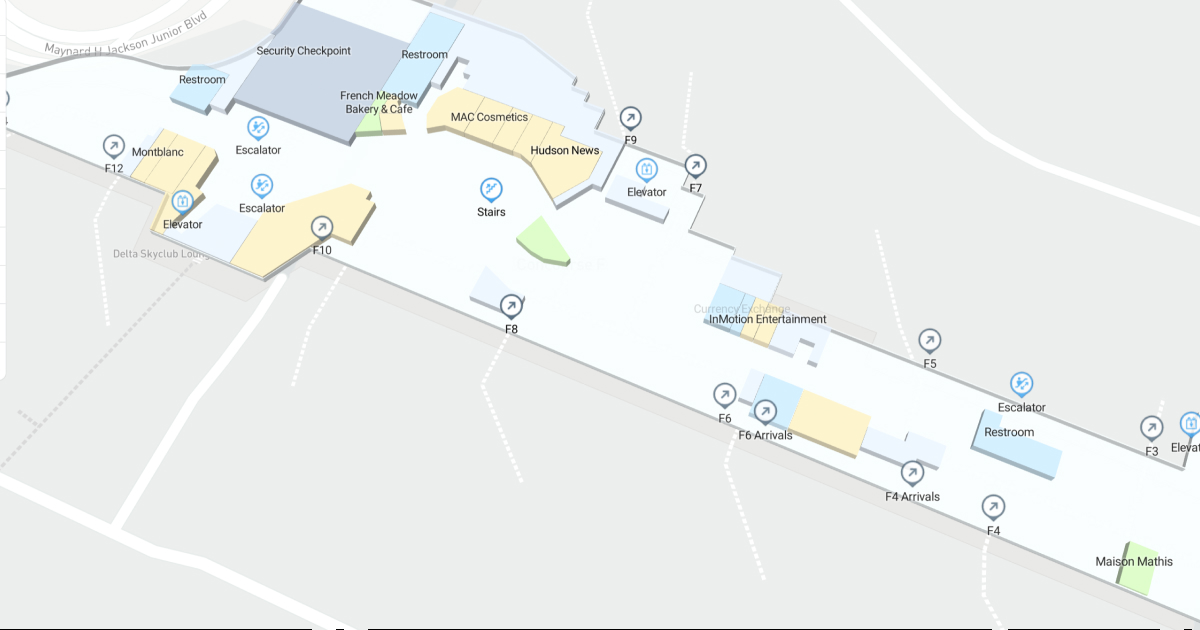 ATL Concourse F Ticketing-Gates Level Interactive map