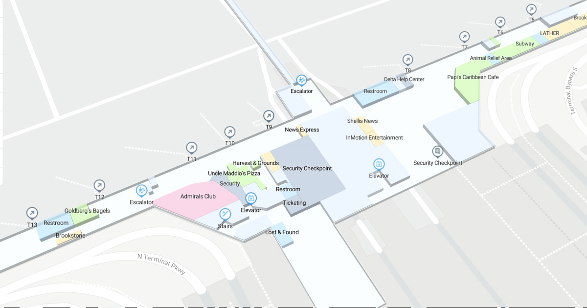 ATL Concourse T Ticketing-Gates Level Interactive map