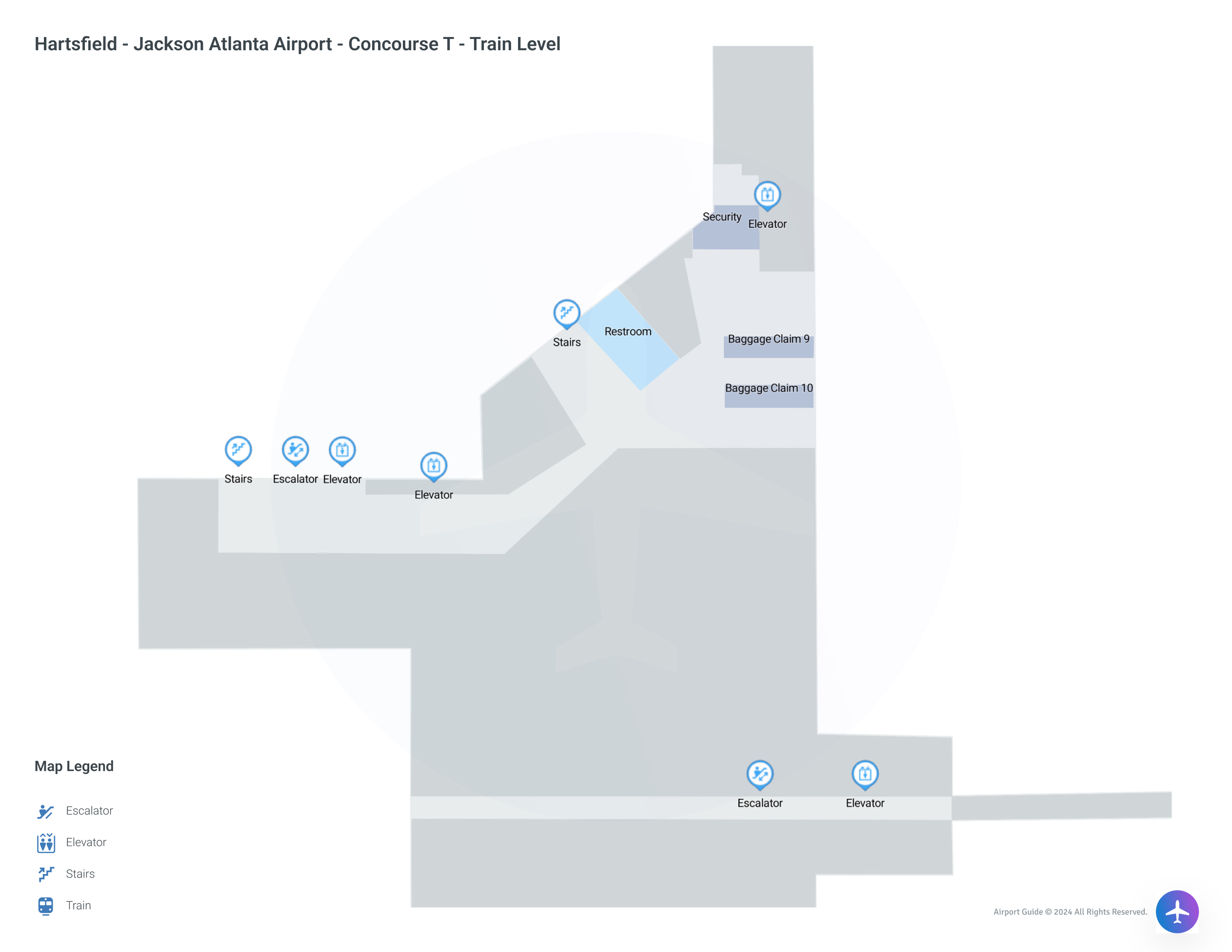 ATL Concourse T Train Level map
