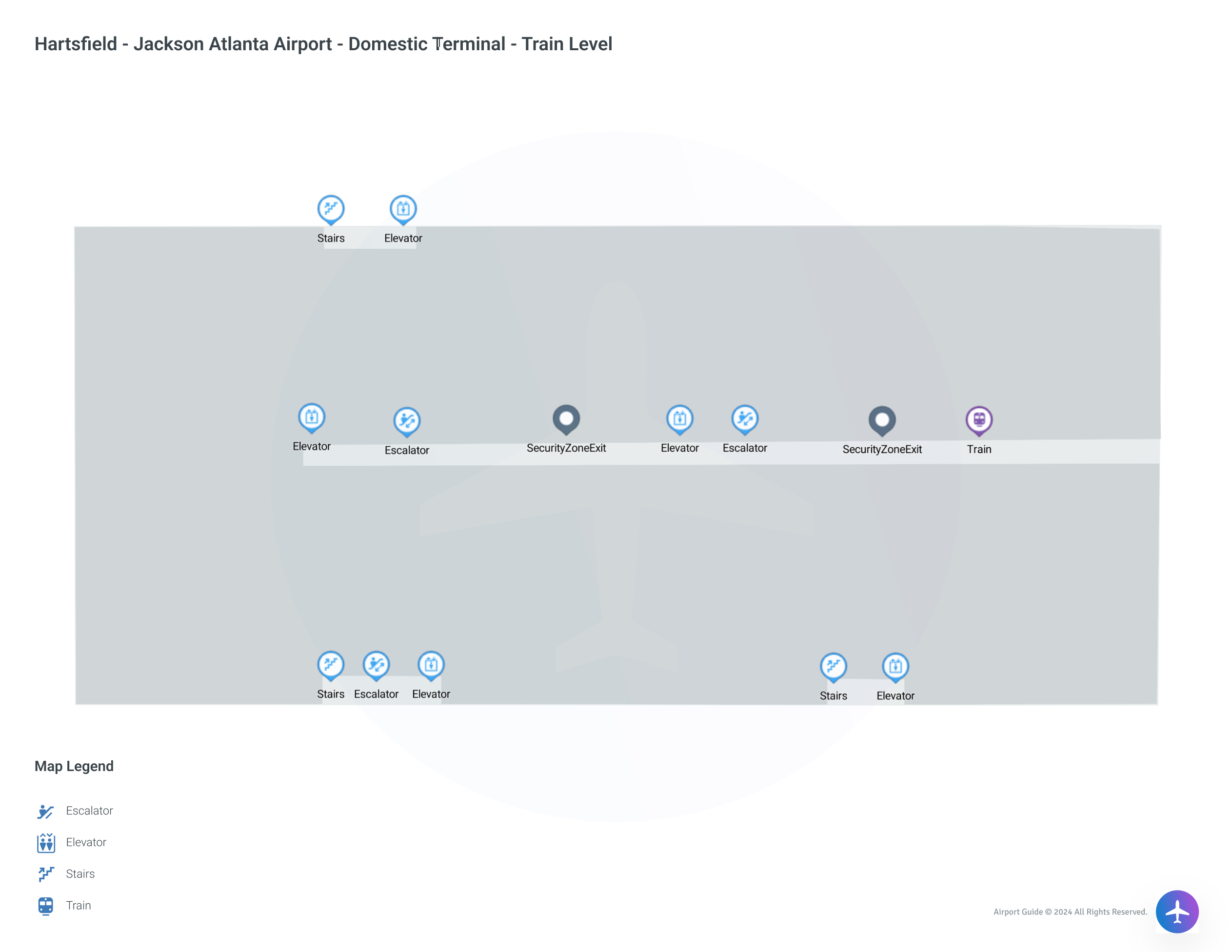ATL Domestic Terminal Train Level map