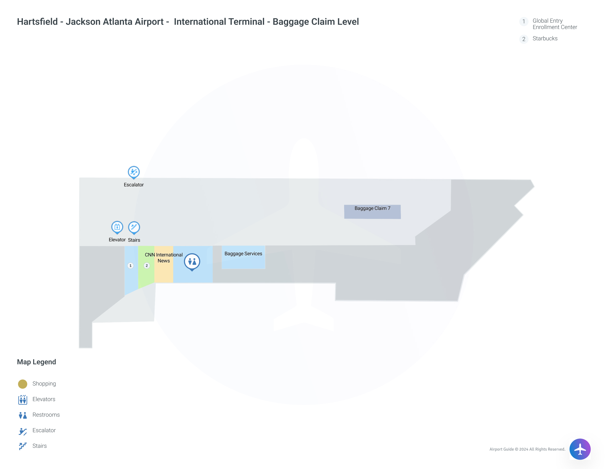 ATL International Terminal Baggage Claim Level map