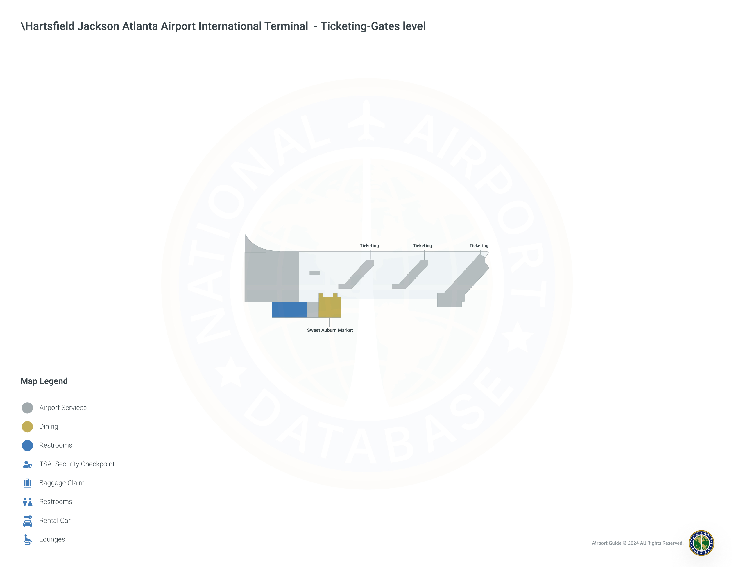 ATL International Terminal Ticketing Level map