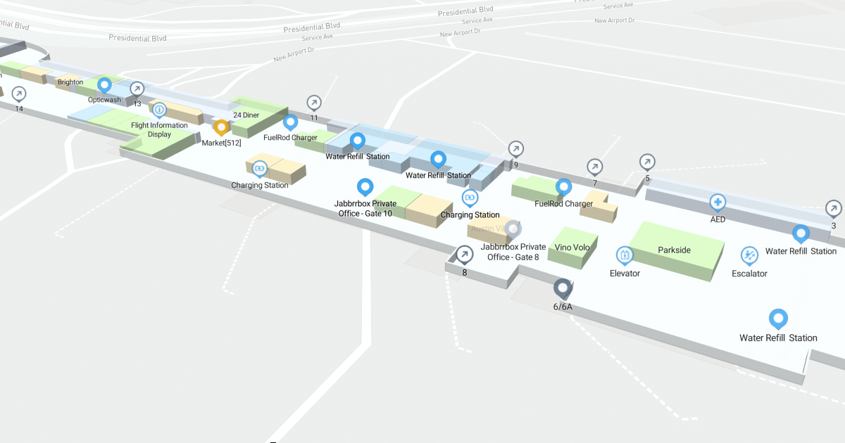 AUS East Concourse Baggage Claim Level Interactive map