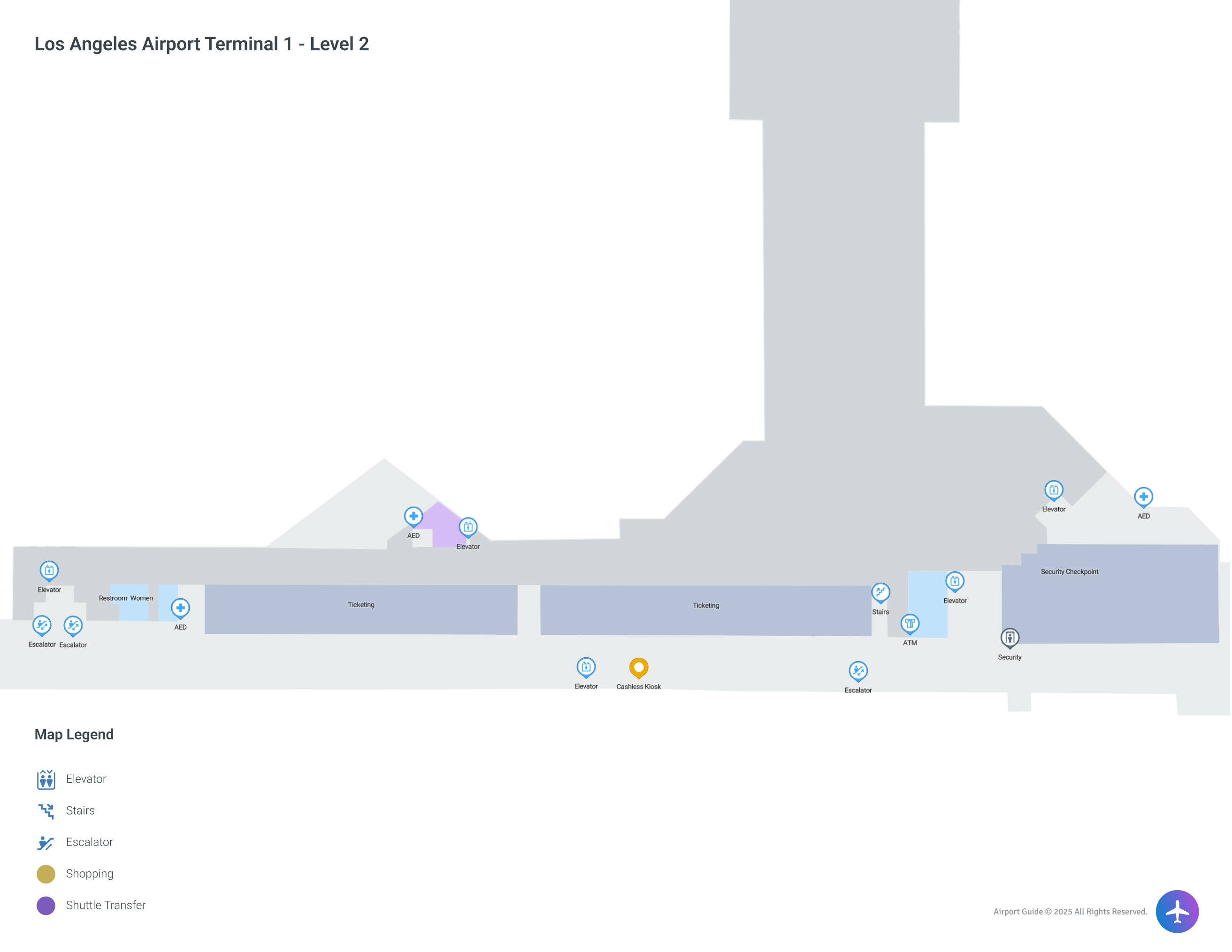 LAX Terminal 1 / Level 2 Map
