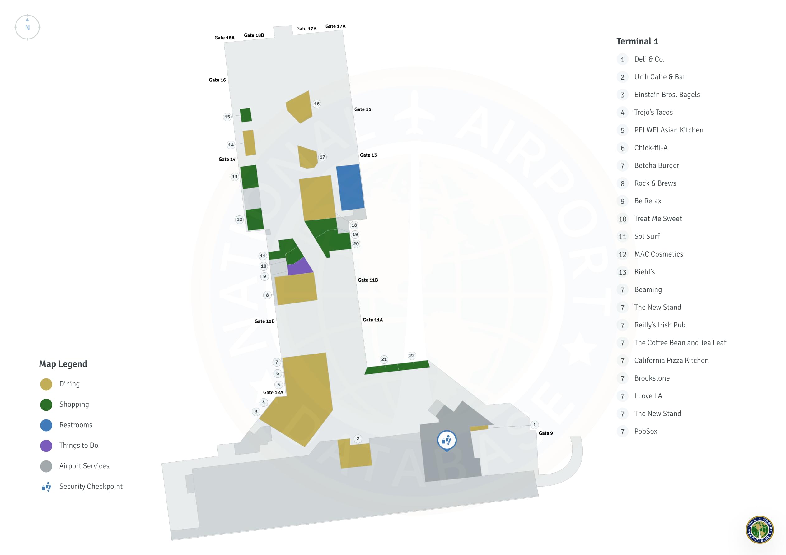 LAX Terminal 1 / Level 3 Map