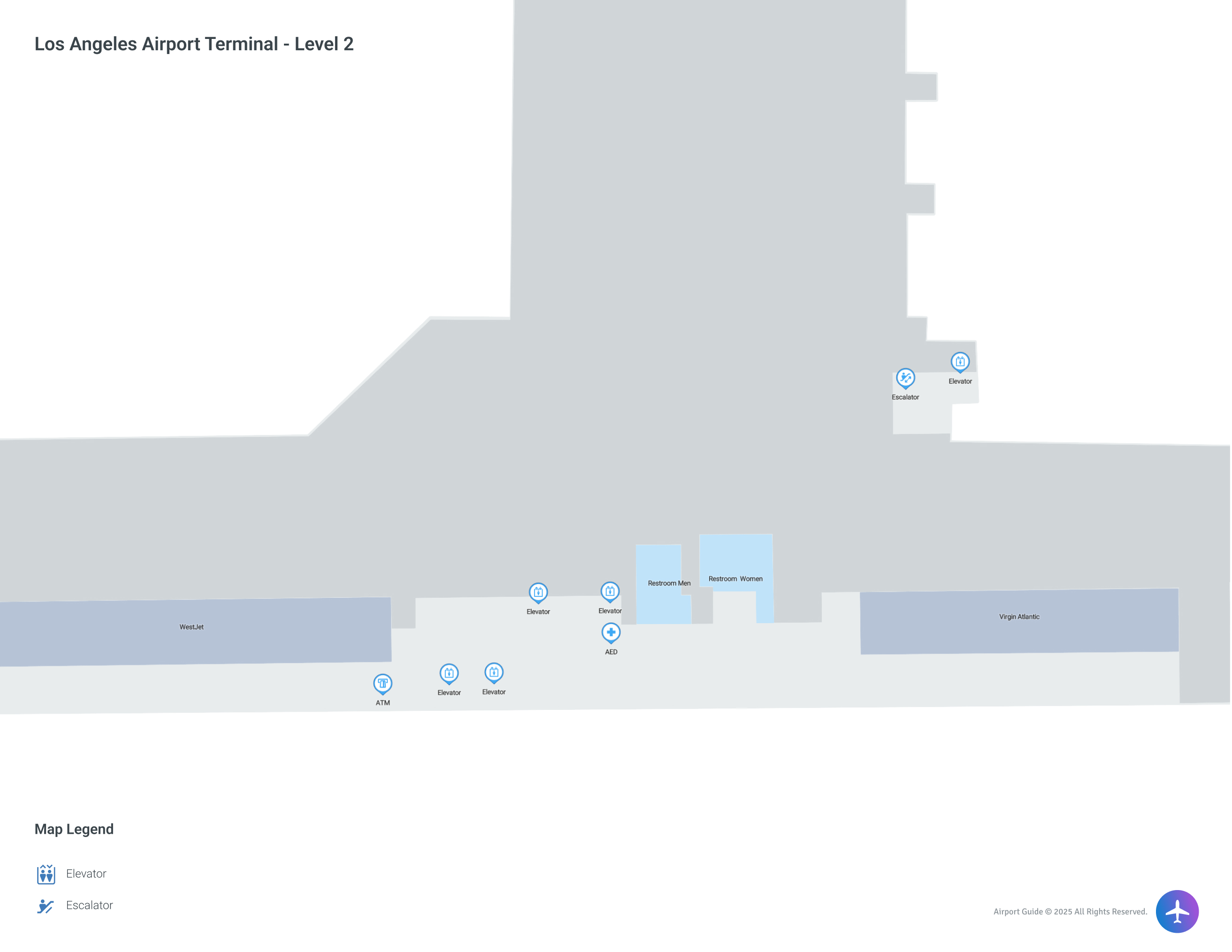 LAX Terminal 2 / Level 2 Map