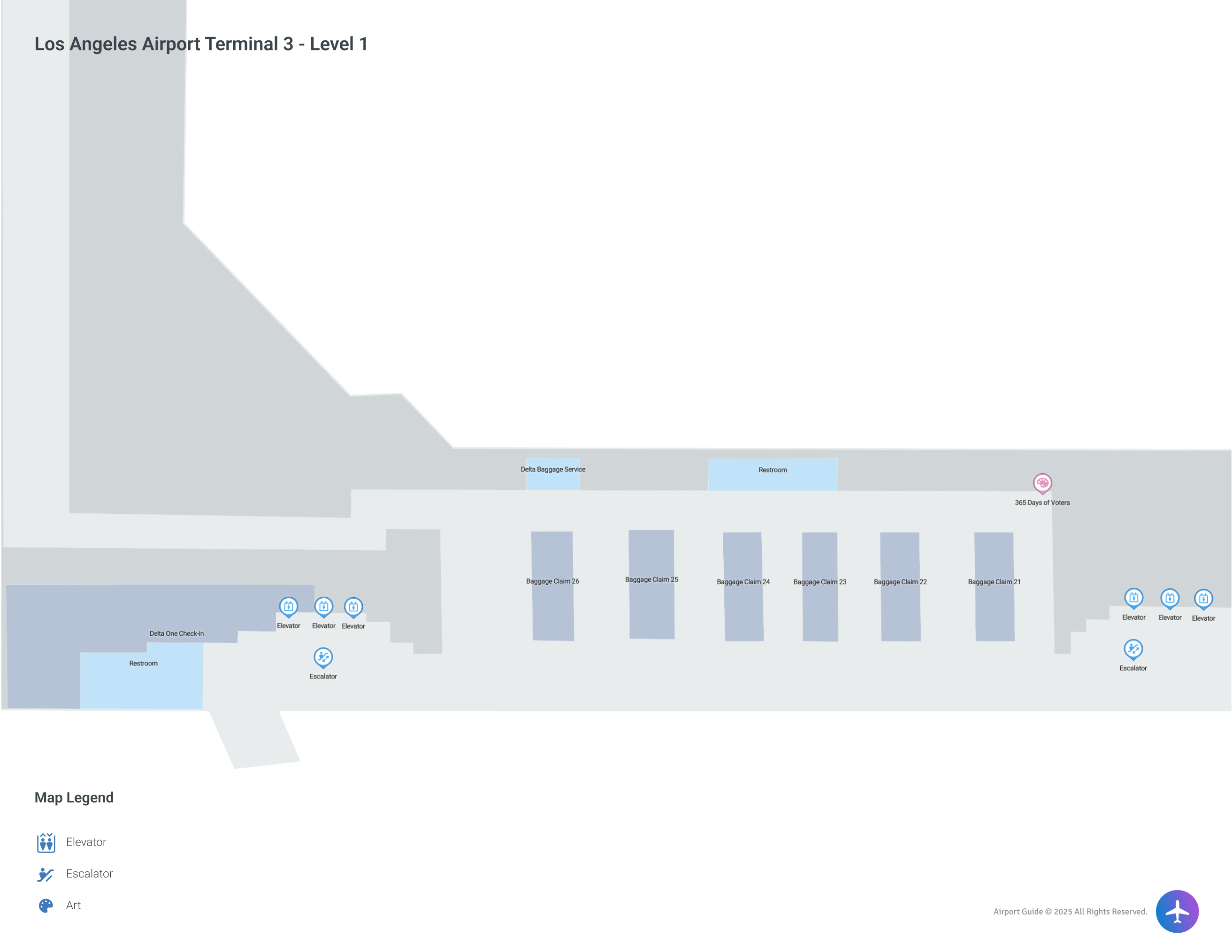 LAX Terminal 3 / Level 1 Map