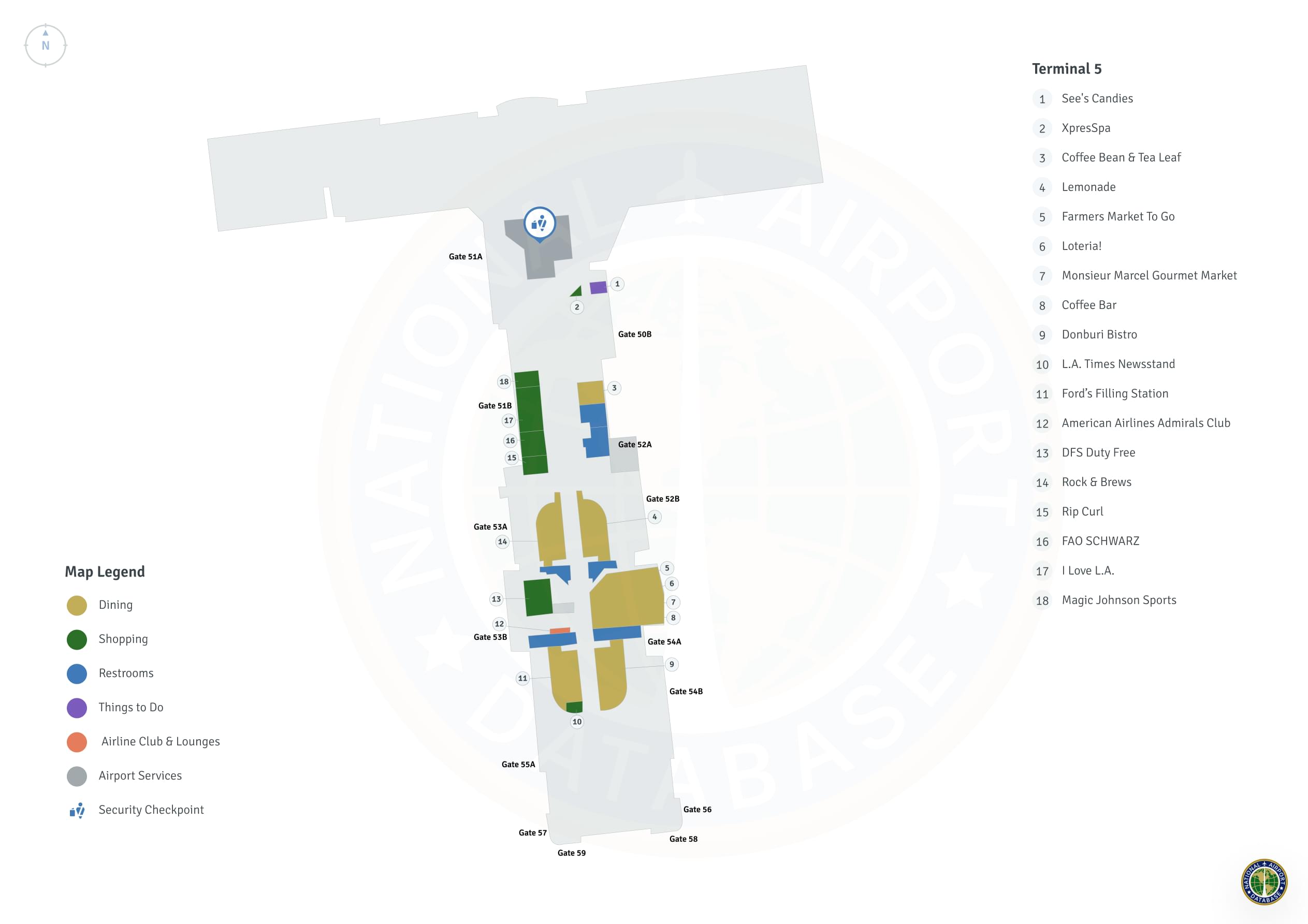LAX Terminal 5 / Level 3 Map