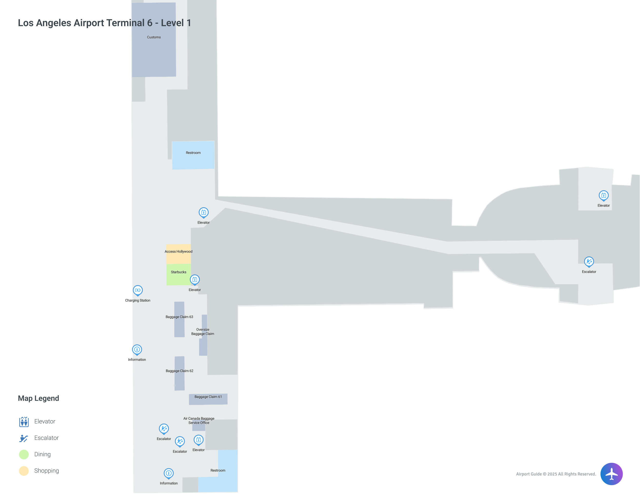 LAX Terminal 6 / Level 1 Map