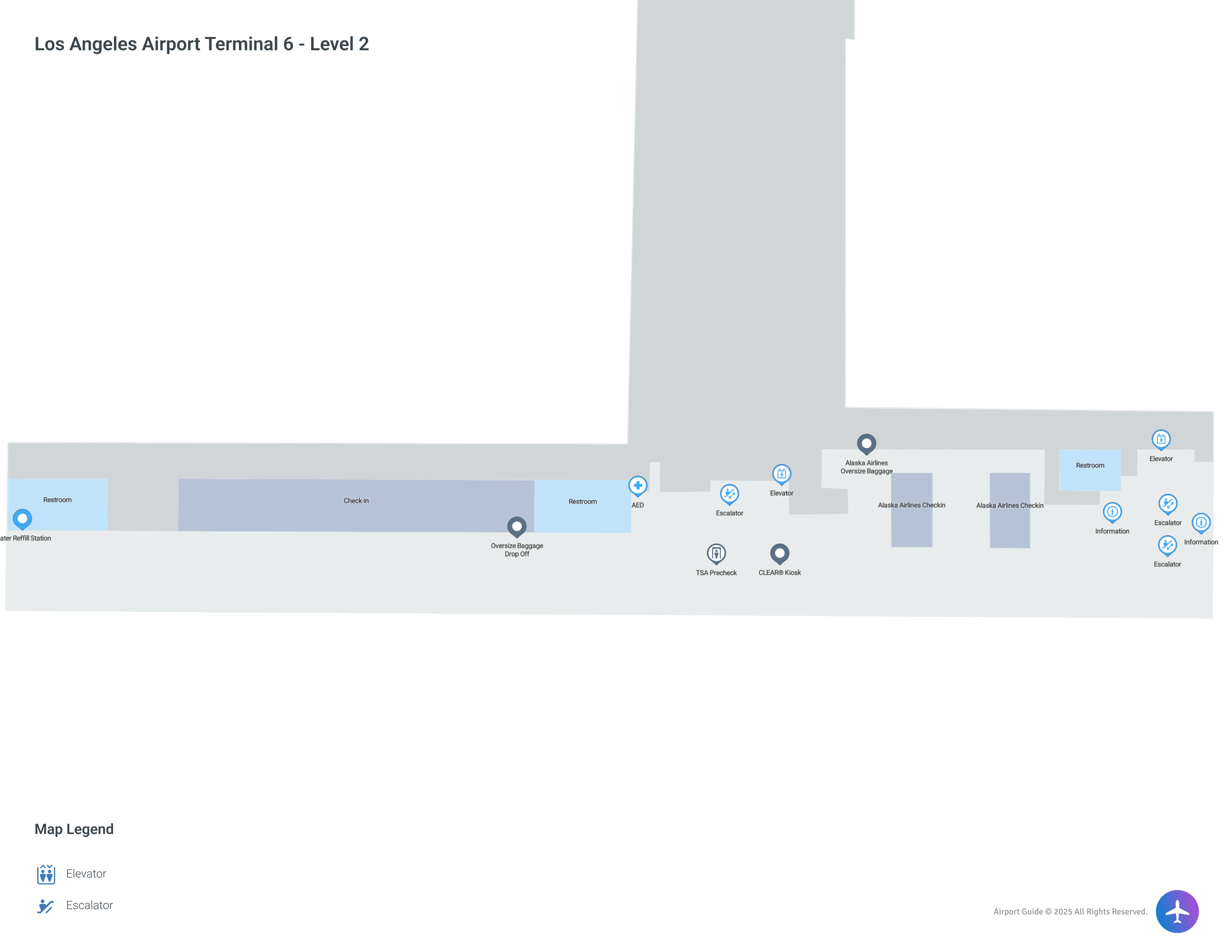 LAX Terminal 6 / Level 2 Map