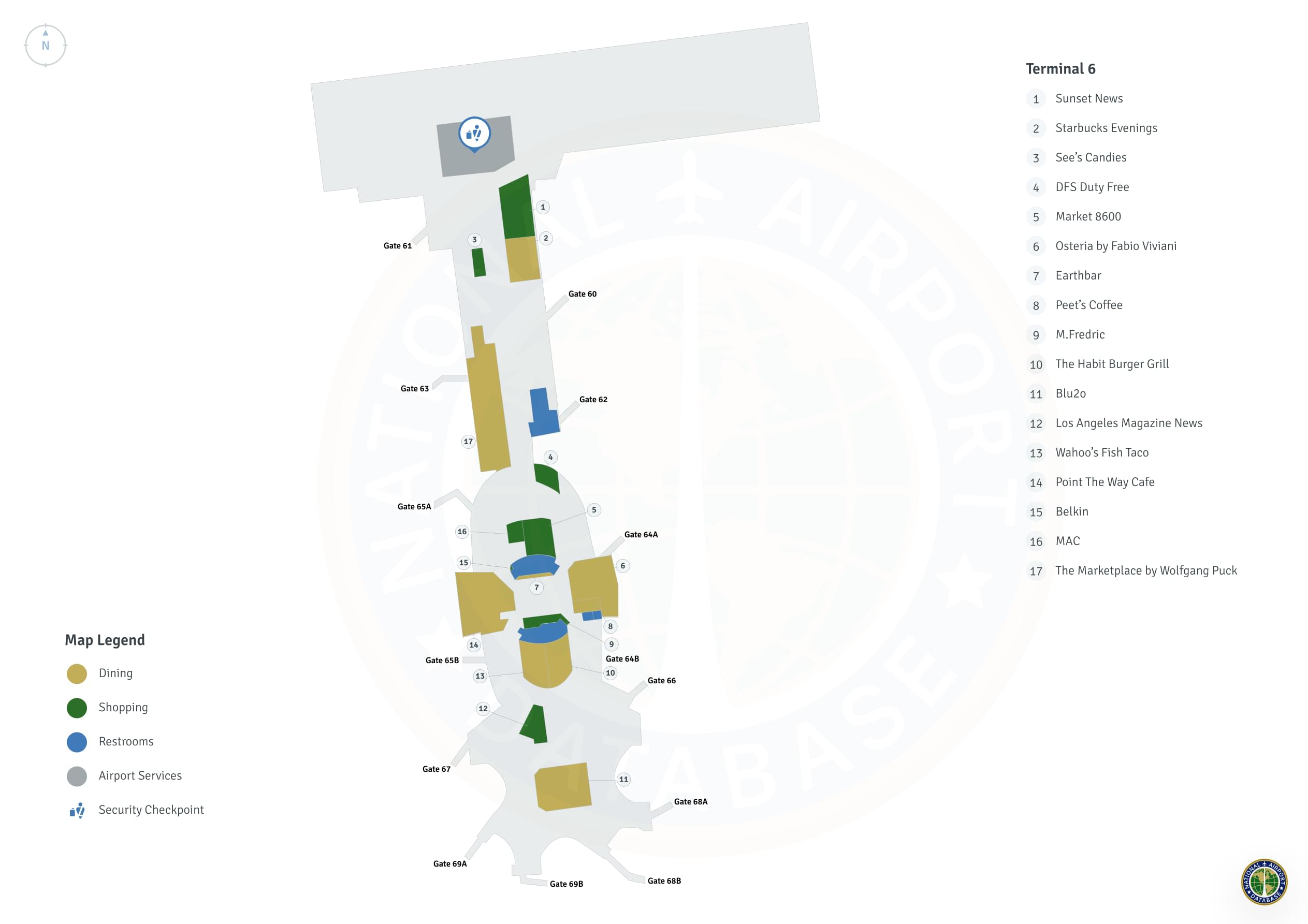 LAX Terminal 6 / Level 3 Map