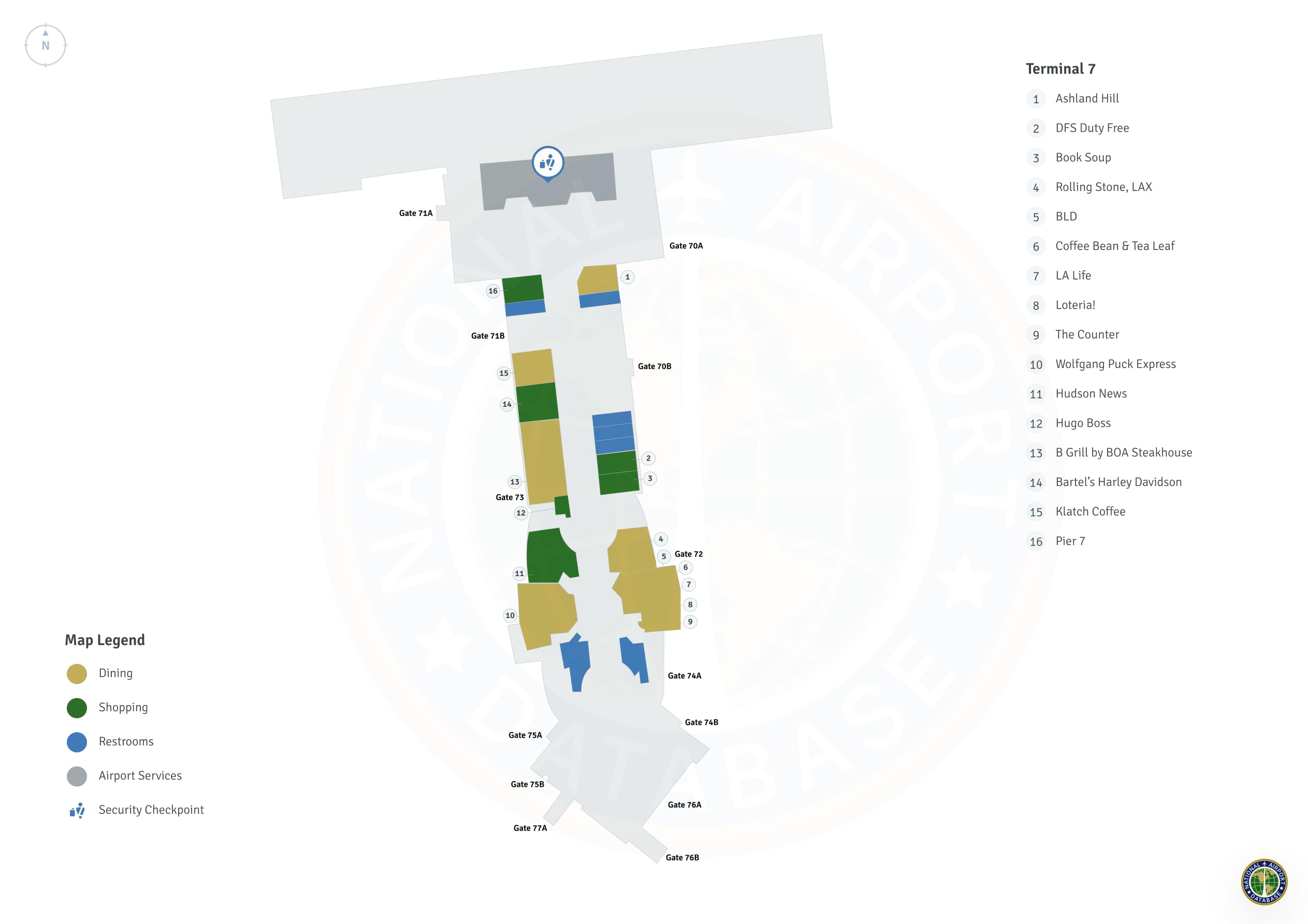 LAX Terminal 7 / Level 3 Map