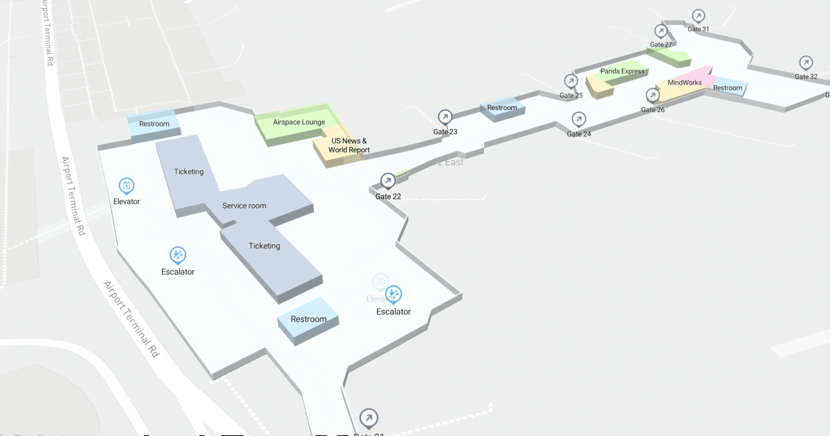 SAN Terminal 2 East Level 1 Interactive map