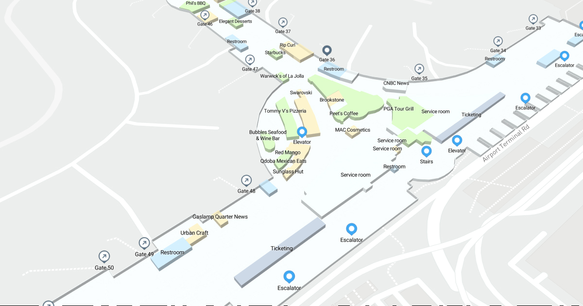 SAN Terminal 2 West Level 1 Interactive map