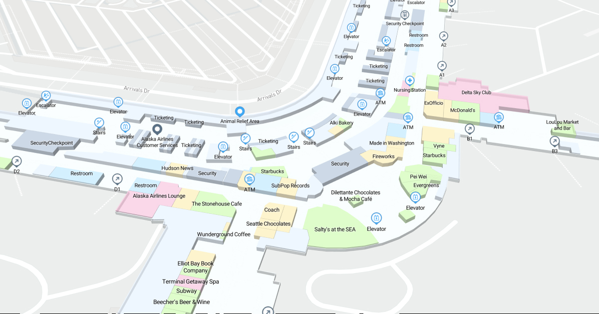 SEA Terminal Ticketing Level Interactive map