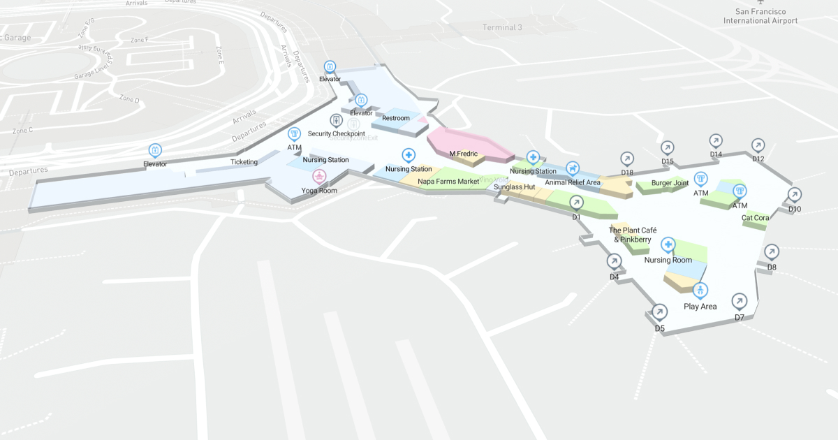 SFO Terminal 2 Level 1 Interactive map