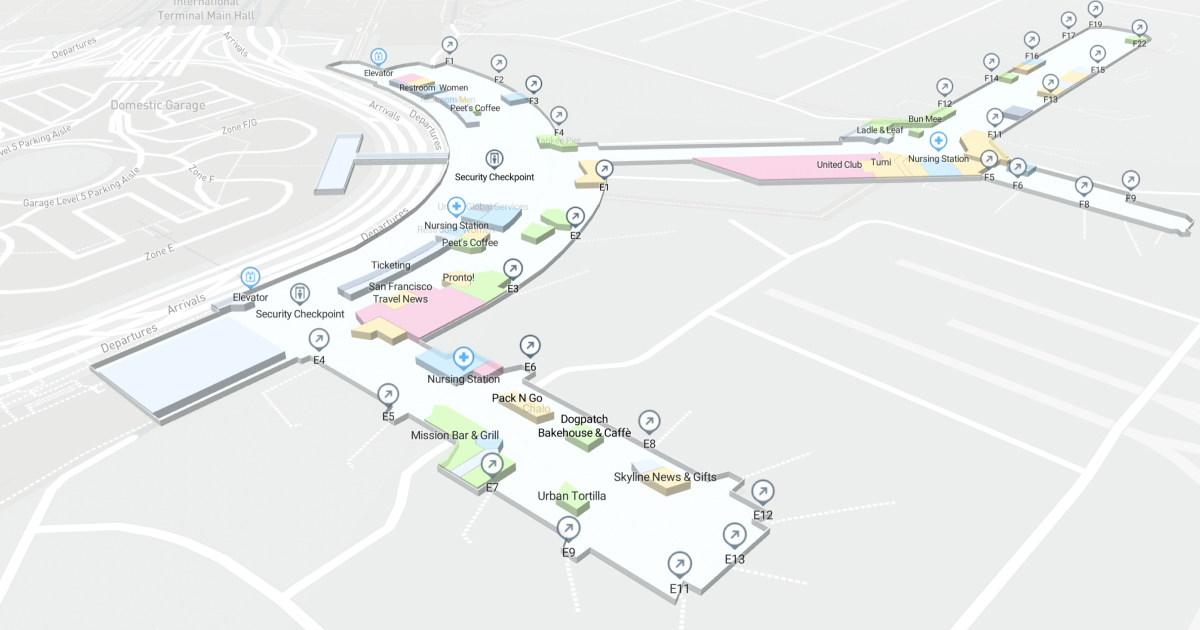 SFO Terminal 3 Level 1 Interactive map